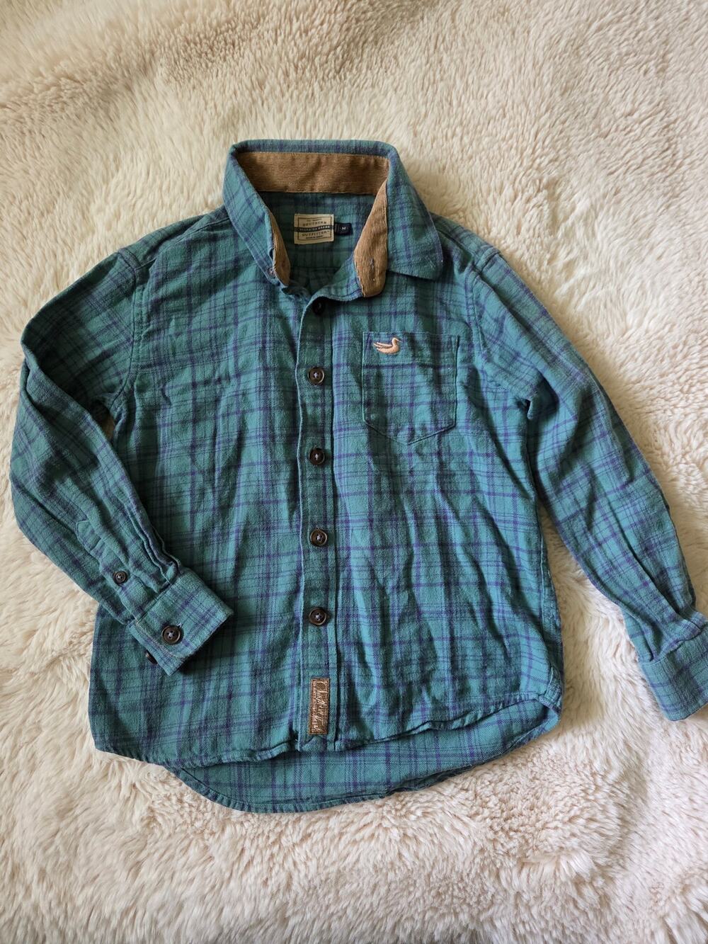 Southern Marsh Flannel Plaid Button Down Long Sleeve Shirt Youth M